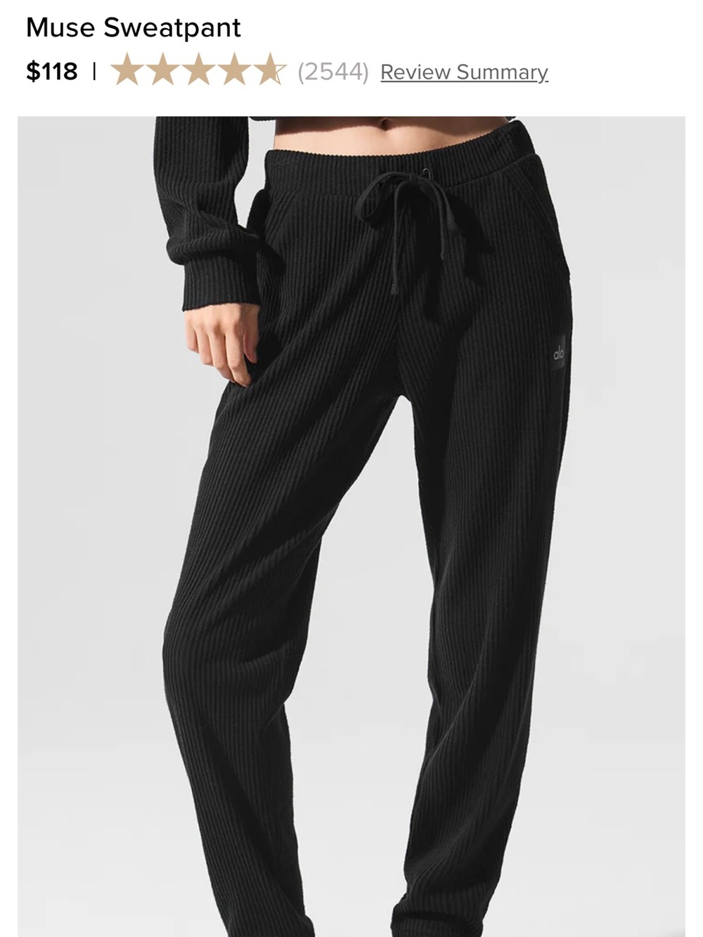 ALO Yoga Muse Ribbed Sweatpants - Black